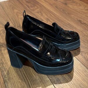 MIA Glossy Black Platform Loafers